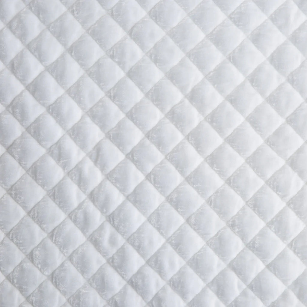 Silk Velvet Quilted Round Pillow from Bella Notte Linens in the color White.