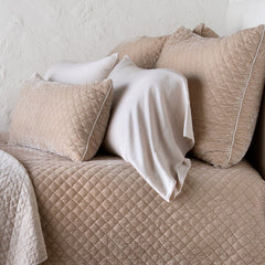 Deluxe Silk Velvet Quilted Sham in Pearl from Bella Notte Linens