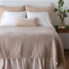 Deluxe Silk Velvet Quilted Sham in Pearl from Bella Notte Linens