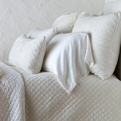 Silk Velvet Quilted Royal Sham in Winter White from Bella Notte Linens