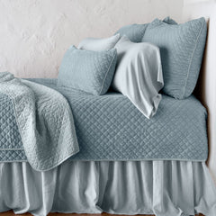 Silk Velvet Quilted Lumbar Pillow from Bella Notte Linens in the color Cloud.