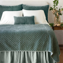 Silk Velvet Quilted Sham from Bella Notte Linens in the color Eucalyptus.