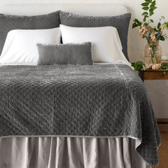 Silk Velvet Quilted Sham from Bella Notte Linens in the color Fog.