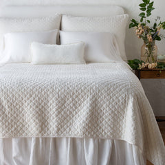 Silk Velvet Quilted Sham from Bella Notte Linens in the color Winter White.