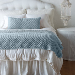 Silk Velvet Quilted Throw Blanket from Bella Notte Linens in the color Cloud.