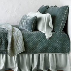 Silk Velvet Quilted Throw Blanket from Bella Notte Linens in the color Eucalyptus.