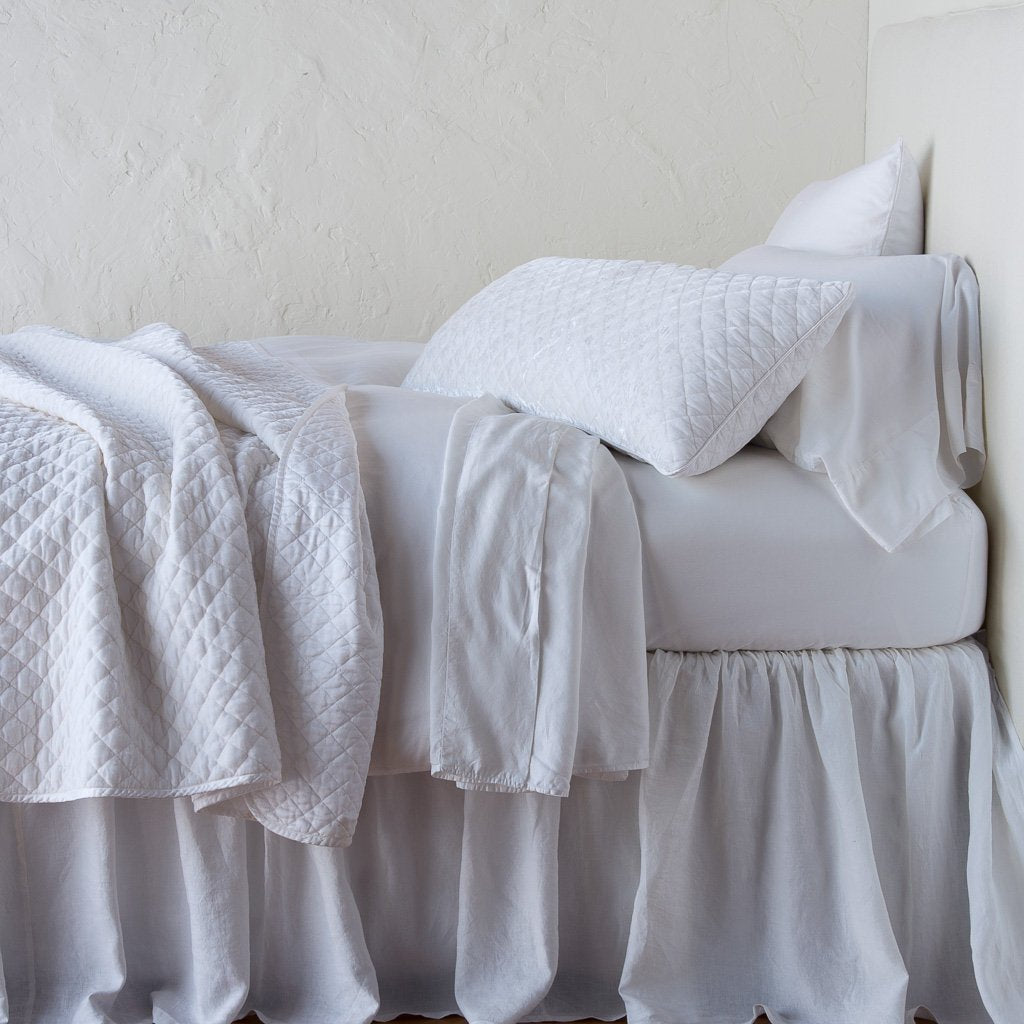 Silk Velvet Quilted Throw Blanket from Bella Notte Linens in the color White.