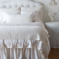 Silk Velvet Quilted Throw Blanket from Bella Notte Linens in the color Winter White.