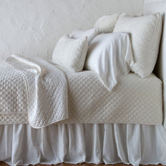 Silk Velvet Quilted Throw Blanket from Bella Notte Linens in the color Winter White.